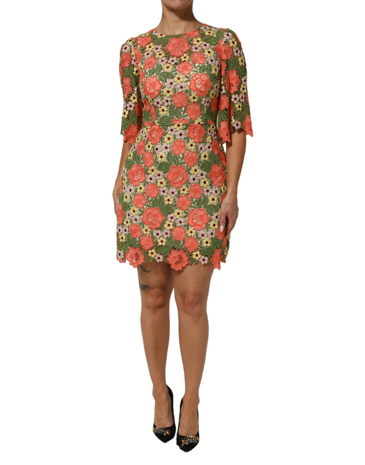 Dolce &amp; Gabbana – Aline-Minikleid mit mehrfarbiger Blumenstickerei