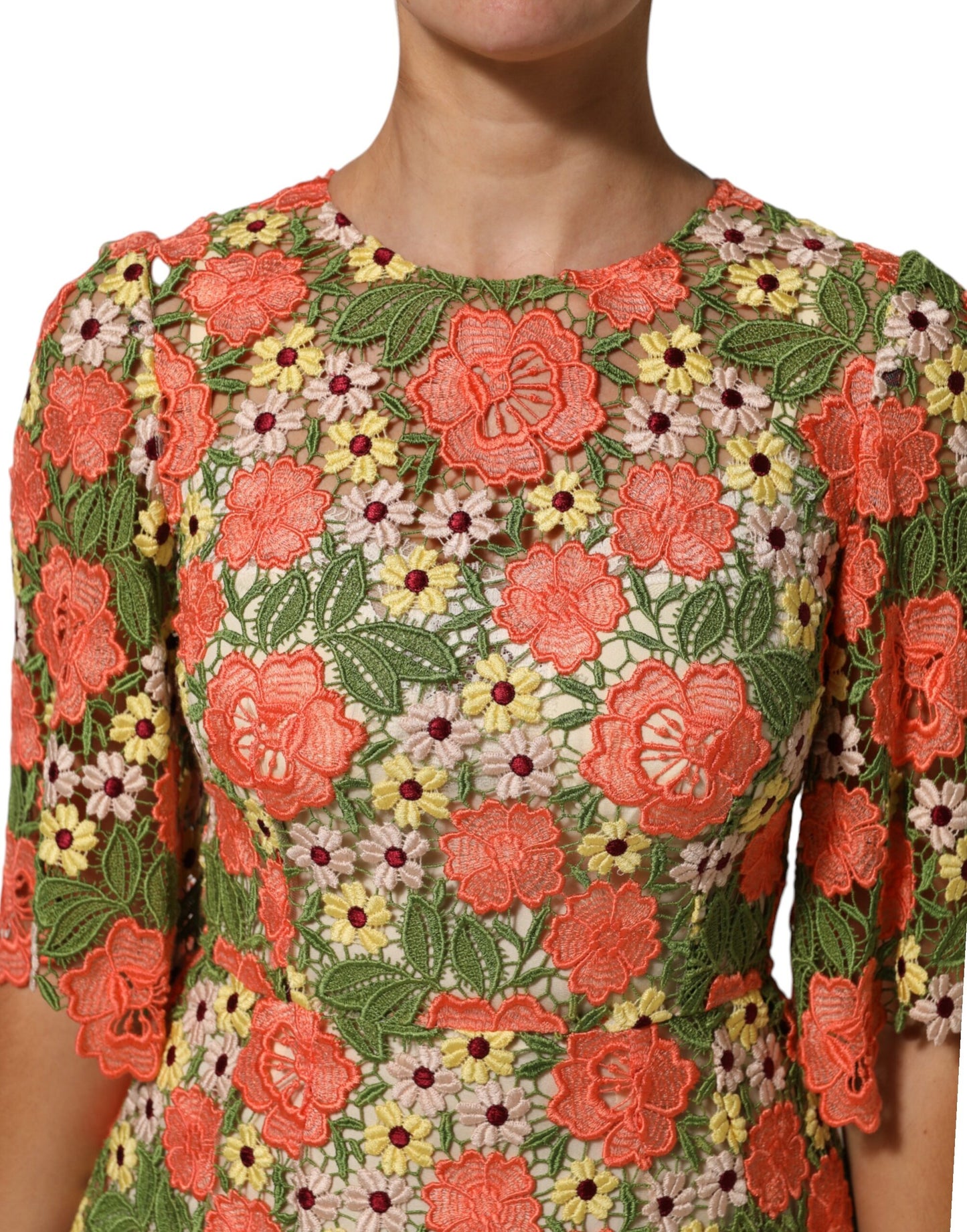 Dolce &amp; Gabbana – Aline-Minikleid mit mehrfarbiger Blumenstickerei
