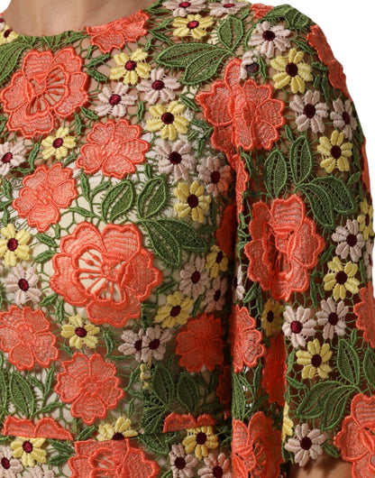 Dolce &amp; Gabbana – Aline-Minikleid mit mehrfarbiger Blumenstickerei