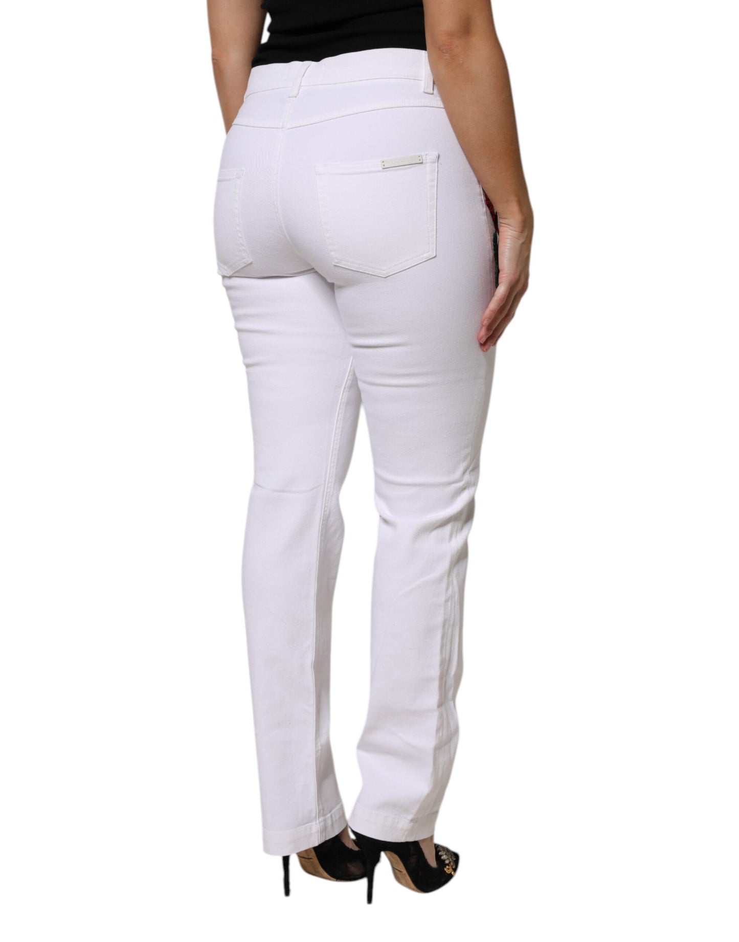 Dolce &amp; Gabbana Weiße GIRLY-Jeans mit Blumenstickerei