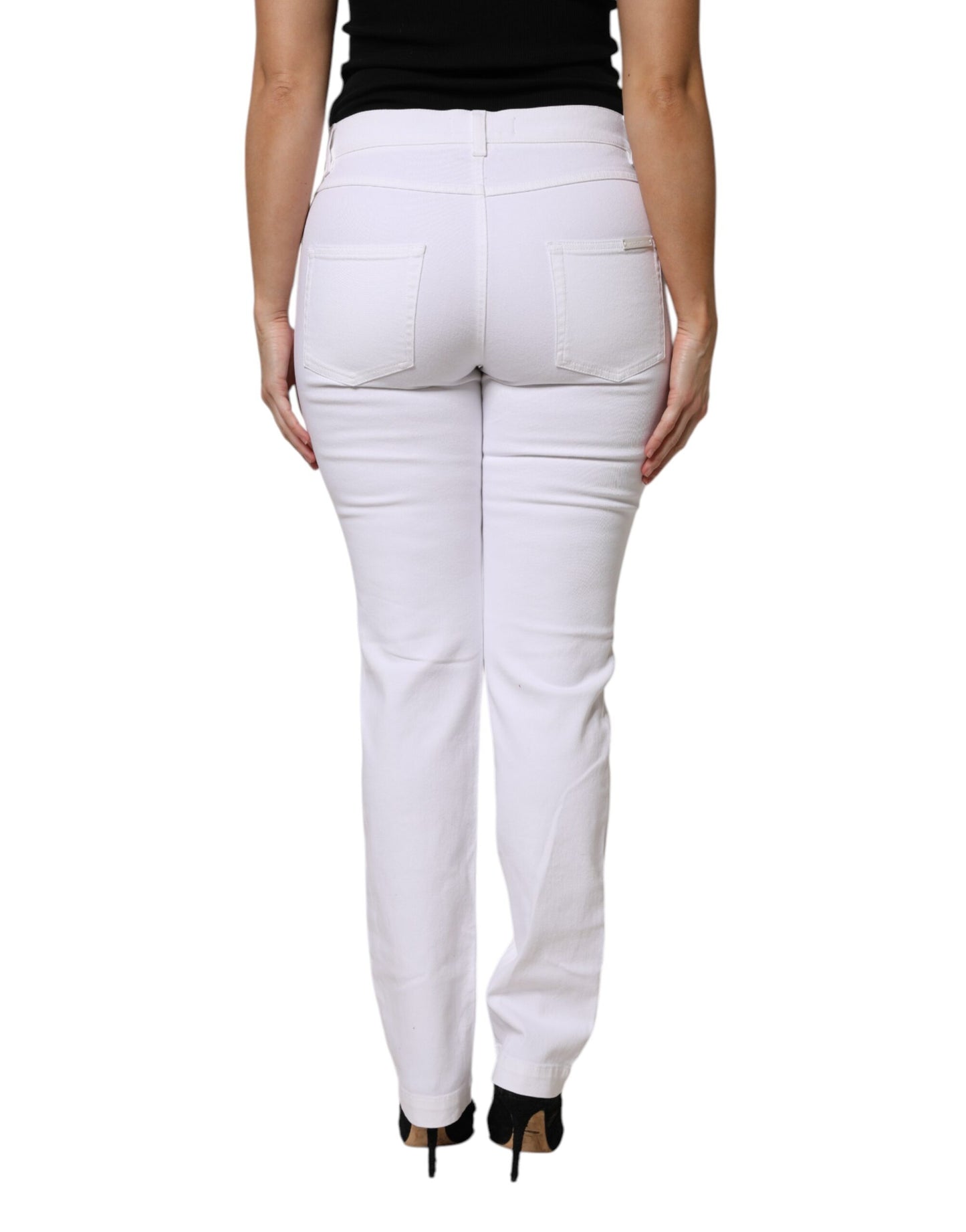 Dolce &amp; Gabbana Weiße GIRLY-Jeans mit Blumenstickerei