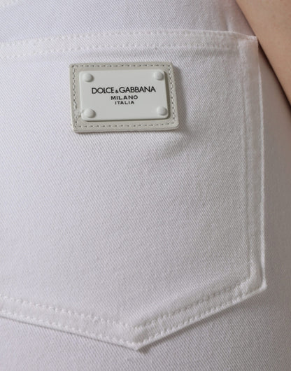 Dolce &amp; Gabbana – AUDREY – Enge Jeans aus Baumwoll-Logo in Weiß