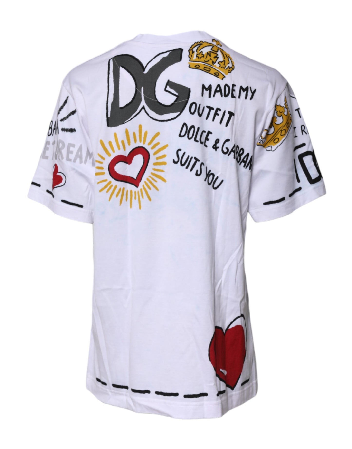 Dolce &amp; Gabbana – Weißes, grafisches T-Shirt mit Rundhalsausschnitt und kurzen Ärmeln