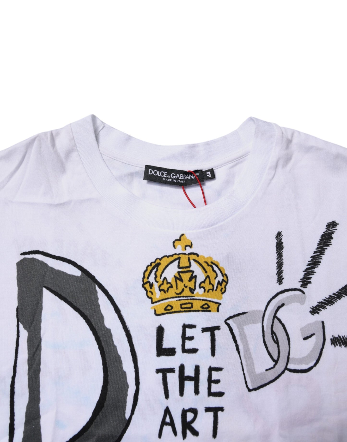 Dolce &amp; Gabbana – Weißes, grafisches T-Shirt mit Rundhalsausschnitt und kurzen Ärmeln
