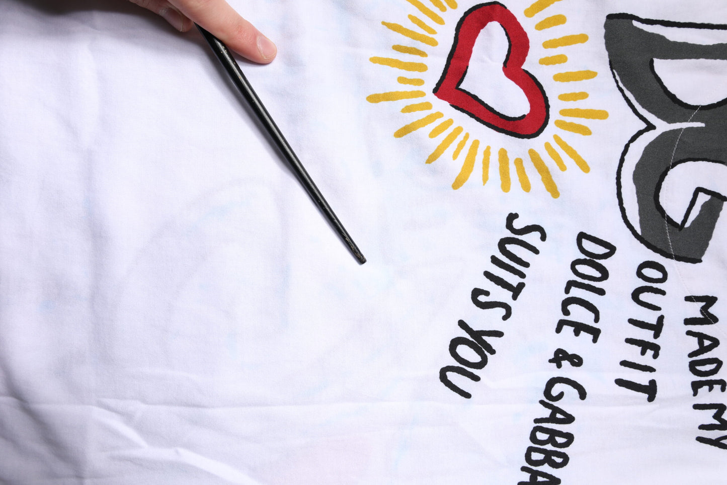 Dolce &amp; Gabbana – Weißes, grafisches T-Shirt mit Rundhalsausschnitt und kurzen Ärmeln