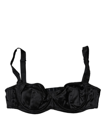 Dolce &amp; Gabbana – Halbgepolsterter Balconette-BH aus schwarzer Seide