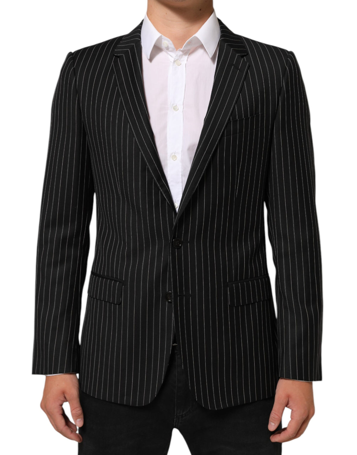 Dolce &amp; Gabbana – MARTINI – Anzugblazer mit 1 Knopf und schwarzen Streifen