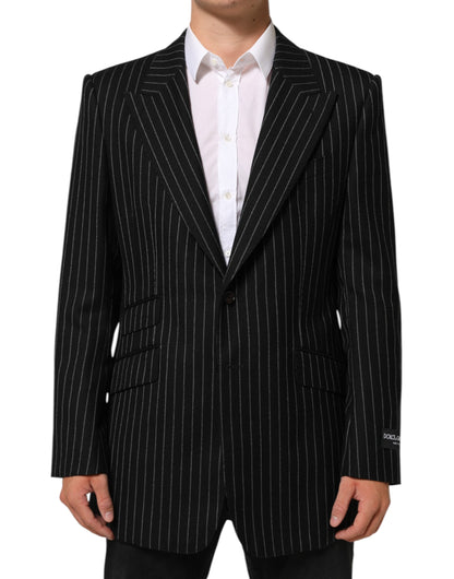Dolce &amp; Gabbana – Schwarz gestreifter Anzugsjacken-Blazer mit 2 Knöpfen