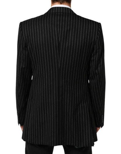 Dolce &amp; Gabbana – Schwarz gestreifter Anzugsjacken-Blazer mit 2 Knöpfen