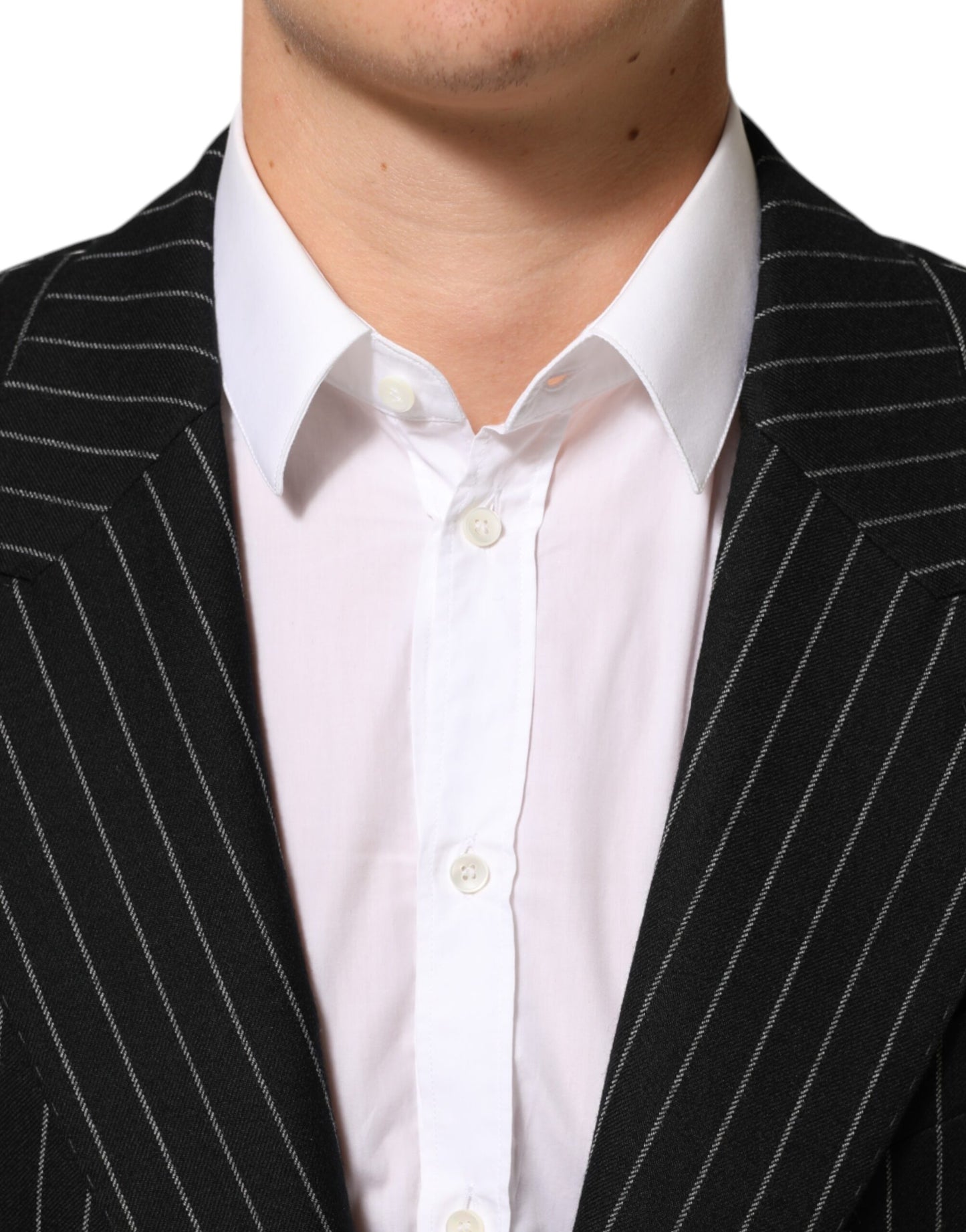 Dolce &amp; Gabbana – Schwarz gestreifter Anzugsjacken-Blazer mit 2 Knöpfen