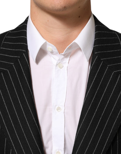 Dolce &amp; Gabbana – Schwarz gestreifter Anzugsjacken-Blazer mit 2 Knöpfen