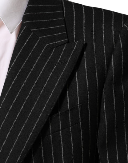 Dolce &amp; Gabbana – Schwarz gestreifter Anzugsjacken-Blazer mit 2 Knöpfen