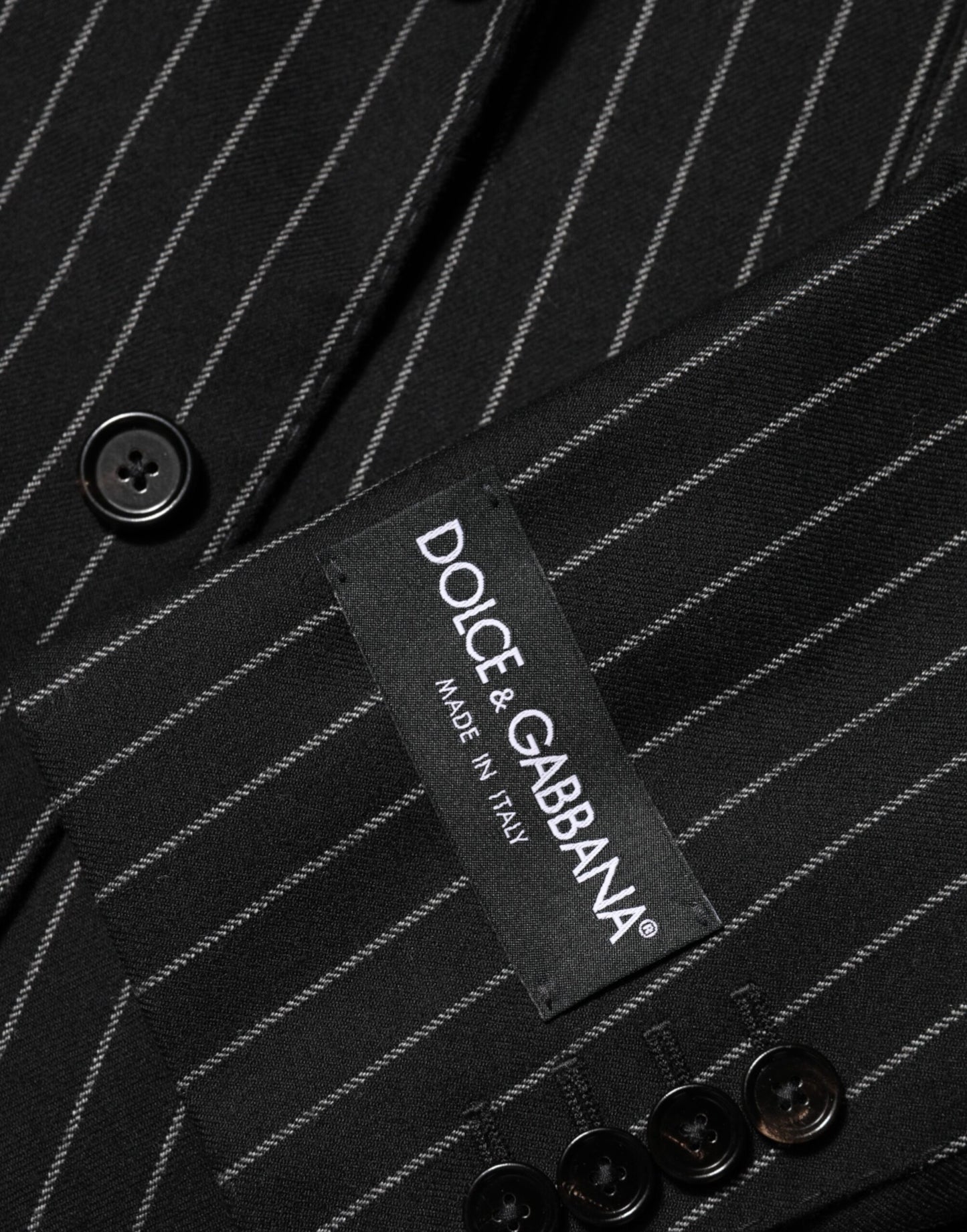 Dolce &amp; Gabbana – Schwarz gestreifter Anzugsjacken-Blazer mit 2 Knöpfen