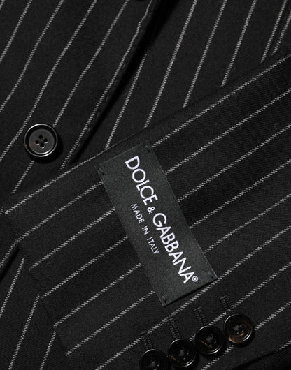 Dolce &amp; Gabbana – Schwarz gestreifter Anzugsjacken-Blazer mit 2 Knöpfen