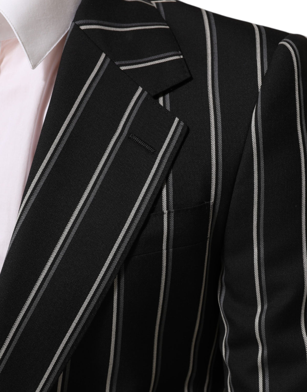 Dolce &amp; Gabbana – SICILIA – Anzugblazer mit 1 Knopf und schwarzen Streifen