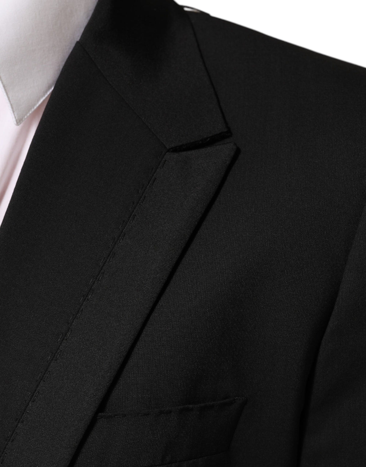 Dolce &amp; Gabbana Schwarzer Wollanzug mit 2 Knöpfen für Herren