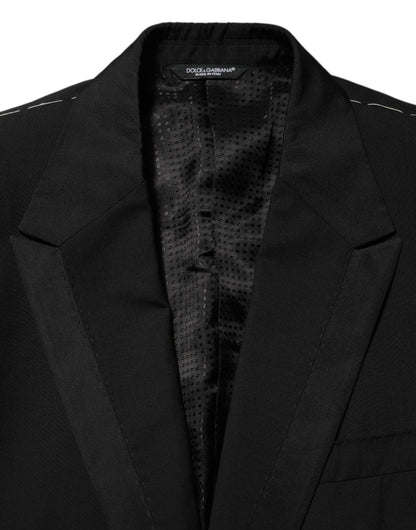 Dolce &amp; Gabbana Schwarzer Wollanzug mit 2 Knöpfen für Herren