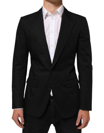 Dolce &amp; Gabbana Schwarzer Wollanzug mit 2 Knöpfen für Herren
