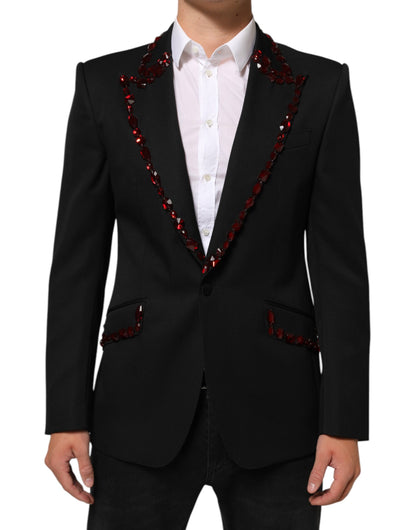 Dolce &amp; Gabbana Schwarzer SICILIA Blazer mit Kristallverzierung für Herren