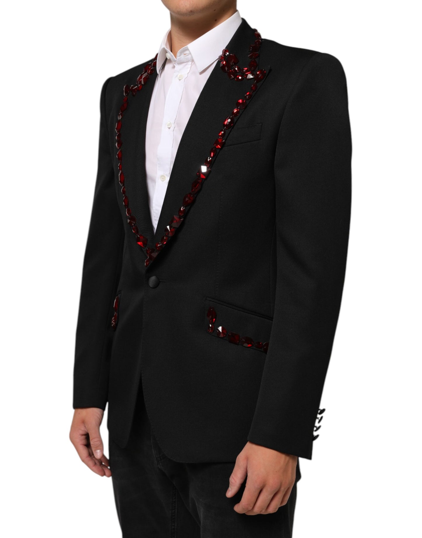 Dolce &amp; Gabbana Schwarzer SICILIA Blazer mit Kristallverzierung für Herren