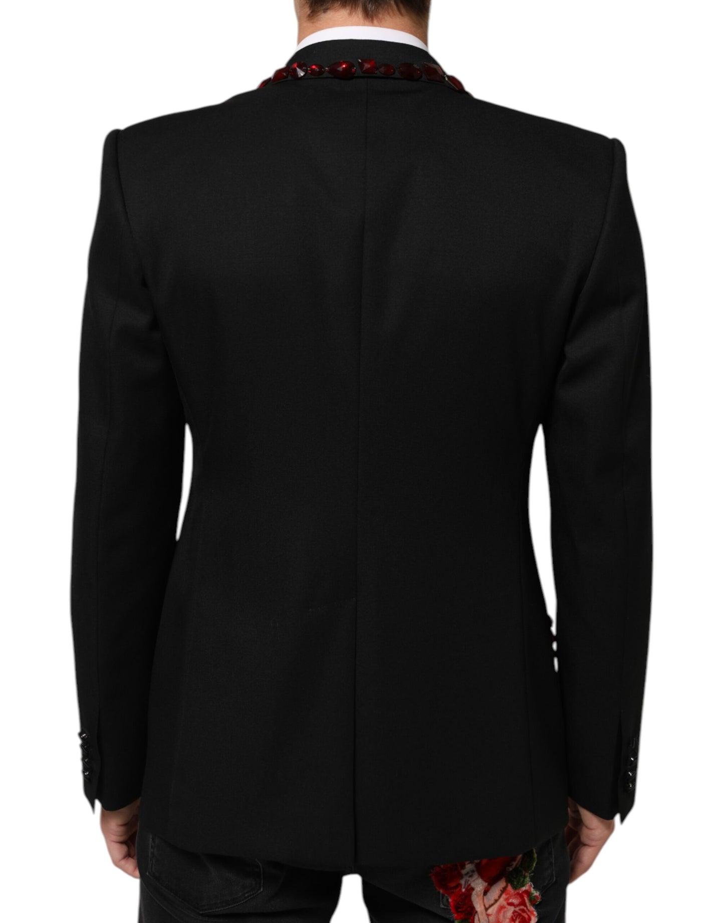 Dolce &amp; Gabbana Schwarzer SICILIA Blazer mit Kristallverzierung für Herren