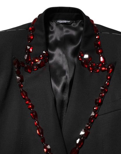 Dolce &amp; Gabbana Schwarzer SICILIA Blazer mit Kristallverzierung für Herren