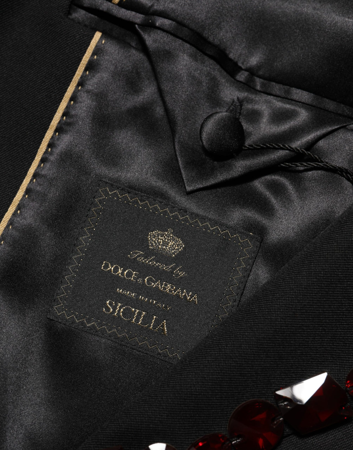 Dolce &amp; Gabbana Schwarzer SICILIA Blazer mit Kristallverzierung für Herren