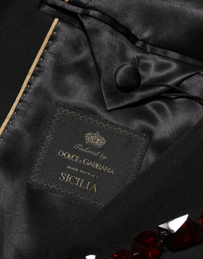 Dolce &amp; Gabbana Schwarzer SICILIA Blazer mit Kristallverzierung für Herren