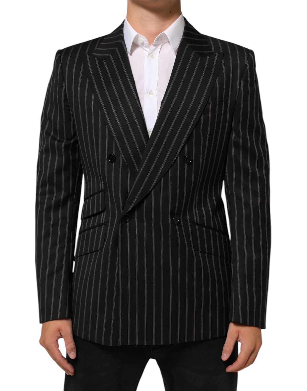 Dolce &amp; Gabbana – SICILIA – Anzugblazer mit 1 Knopf und schwarzen Streifen