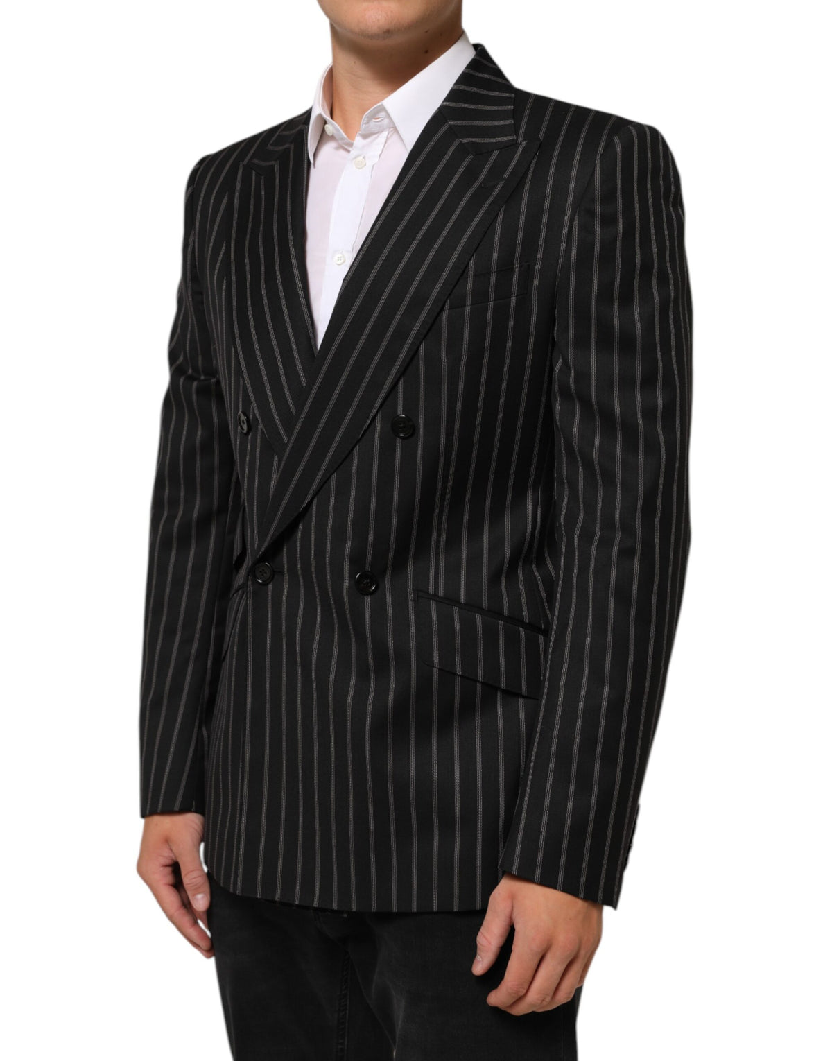 Dolce &amp; Gabbana – SICILIA – Anzugblazer mit 1 Knopf und schwarzen Streifen