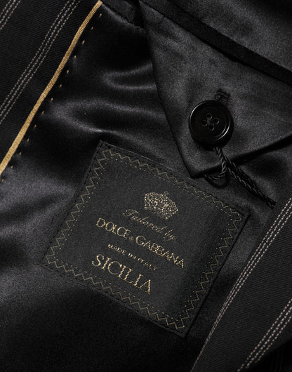 Dolce &amp; Gabbana – SICILIA – Anzugblazer mit 1 Knopf und schwarzen Streifen