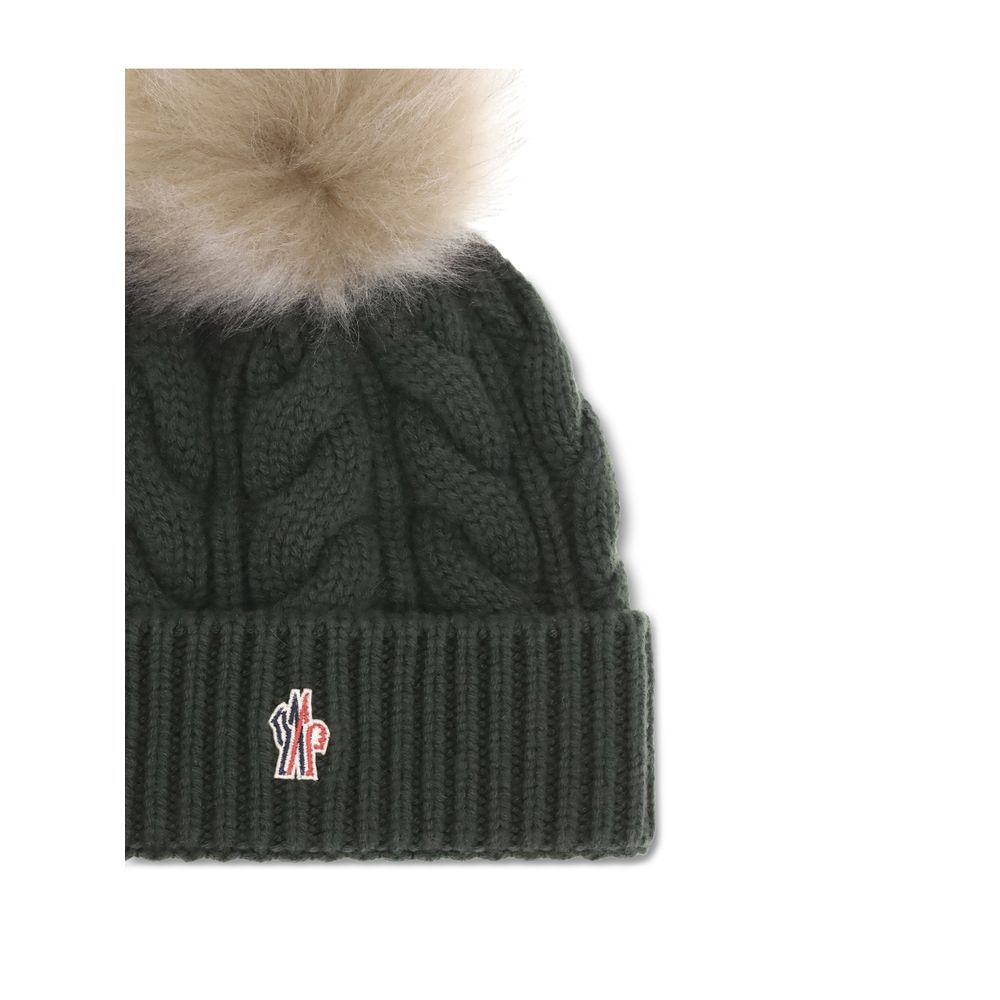 Moncler Grenoble Grüne Fleece-Wollmütze