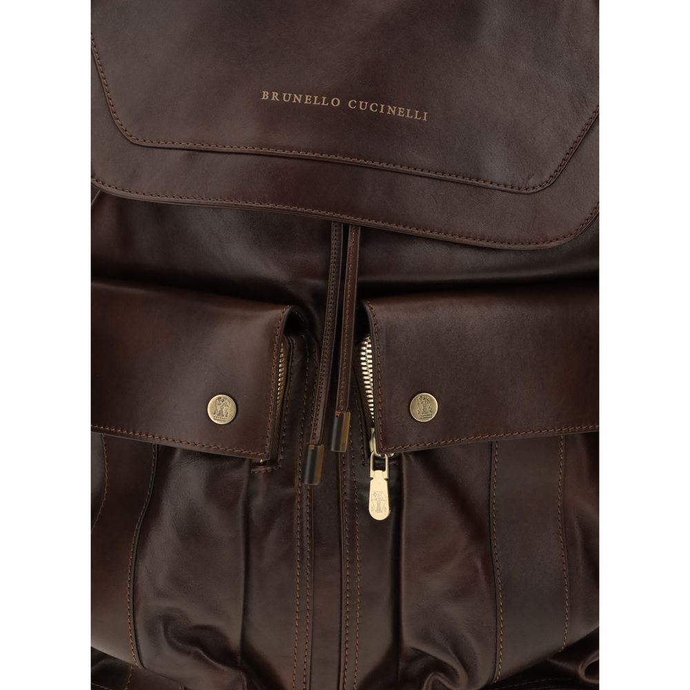 Brunello Cucinelli Rucksack aus braunem Kalbsleder (Bos Taurus)