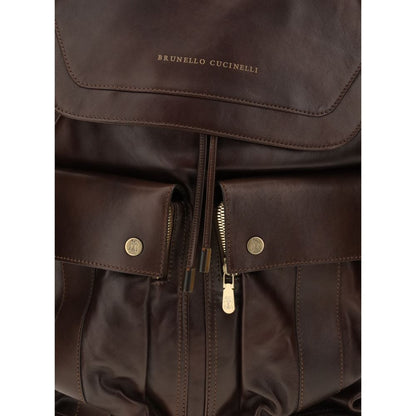 Brunello Cucinelli Rucksack aus braunem Kalbsleder (Bos Taurus)