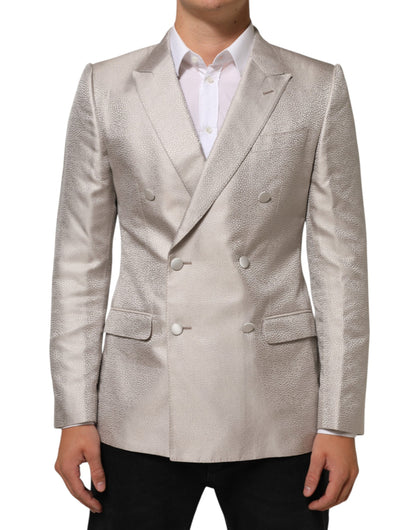 Dolce &amp; Gabbana Beige MARTINI Zweireihiger Anzugblazer