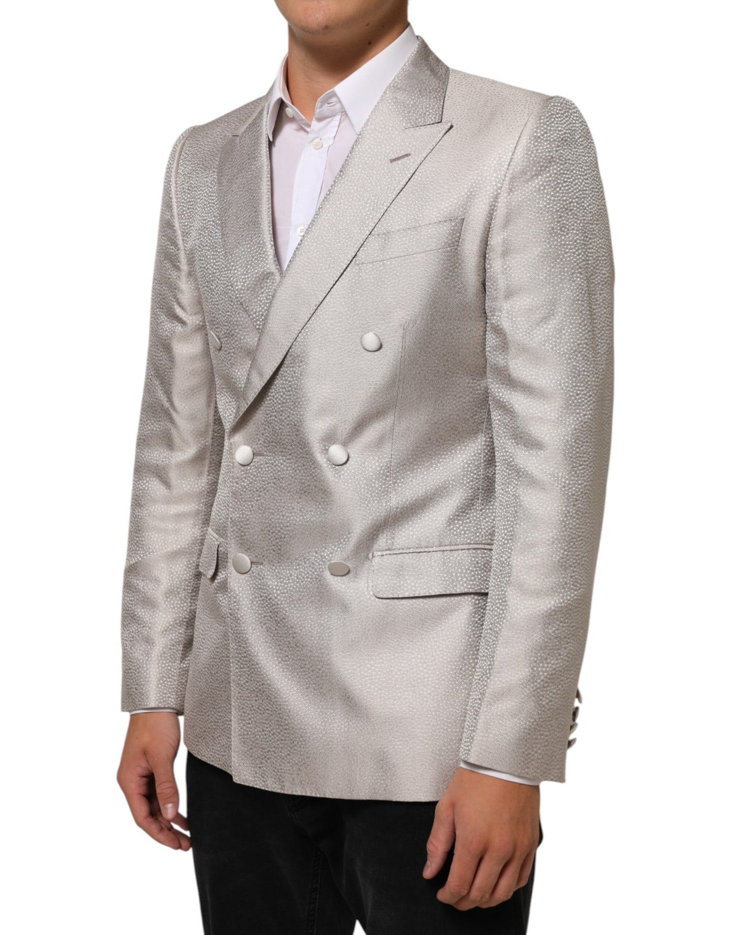 Dolce &amp; Gabbana Beige MARTINI Zweireihiger Anzugblazer