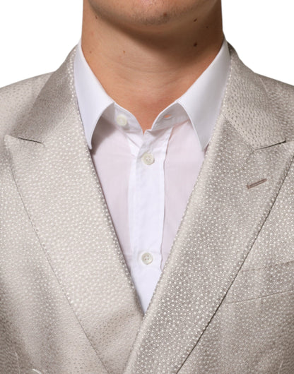 Dolce &amp; Gabbana Beige MARTINI Zweireihiger Anzugblazer