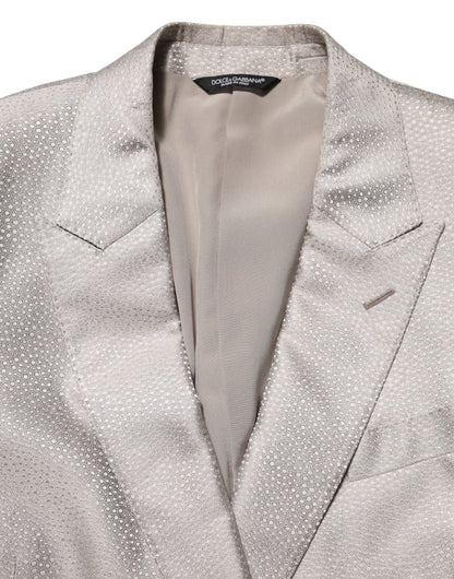 Dolce &amp; Gabbana Beige MARTINI Zweireihiger Anzugblazer