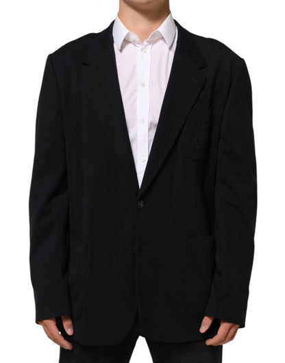 Dolce &amp; Gabbana – Schwarzer Blazer aus Viskose mit 2 Knöpfen