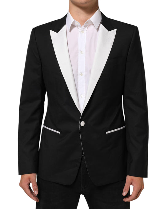 Dolce &amp; Gabbana Schwarz Weiß MARTINI 1 Knopf Herren Anzug Blazer