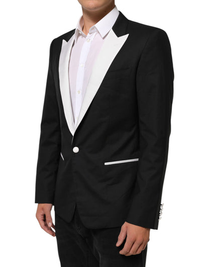 Dolce &amp; Gabbana Schwarz Weiß MARTINI 1 Knopf Herren Anzug Blazer