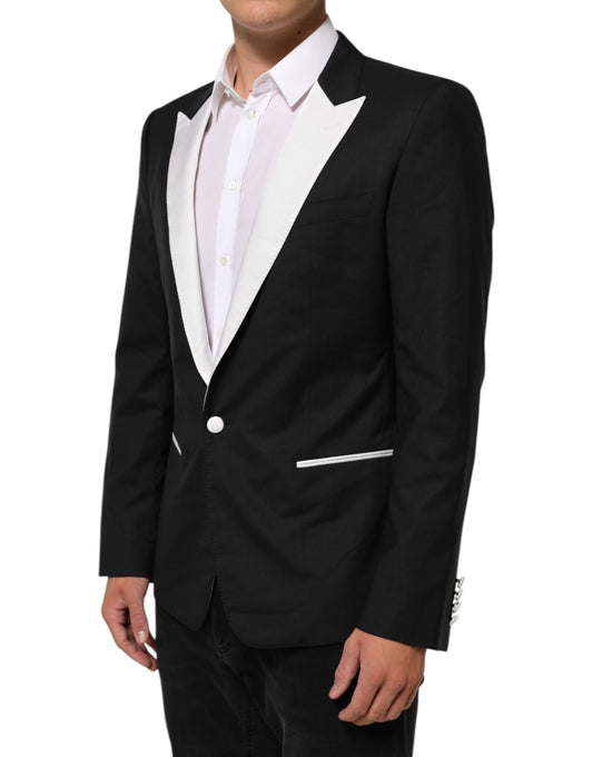 Dolce &amp; Gabbana Schwarz Weiß MARTINI 1 Knopf Herren Anzug Blazer