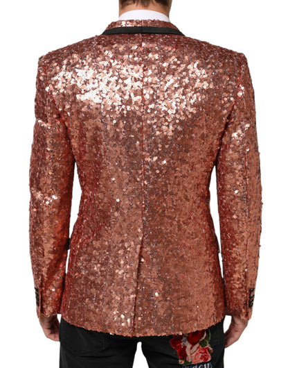 Dolce &amp; Gabbana Rosa Pailletten SICILIA 1 Knopf Herren Anzugblazer