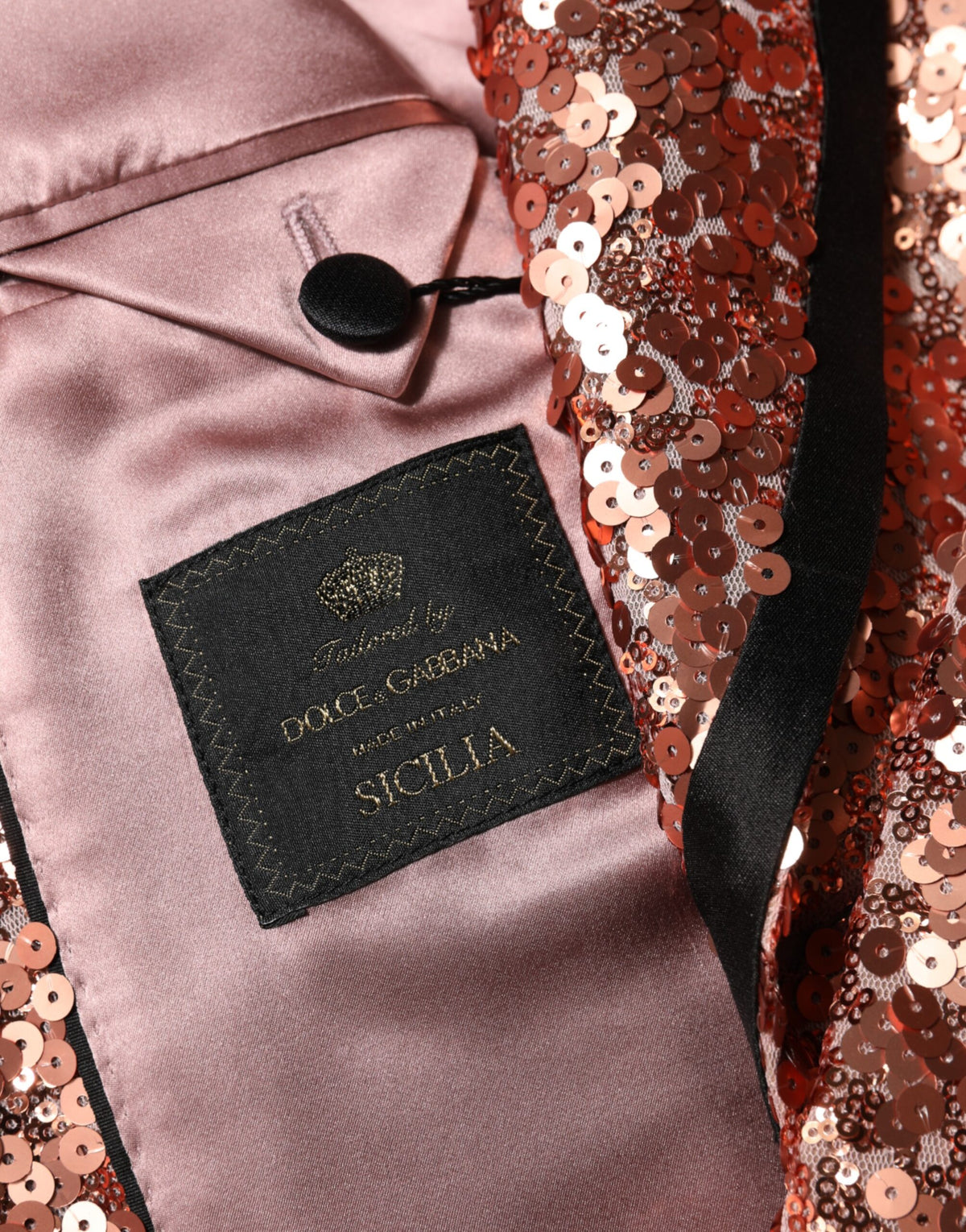 Dolce &amp; Gabbana Rosa Pailletten SICILIA 1 Knopf Herren Anzugblazer