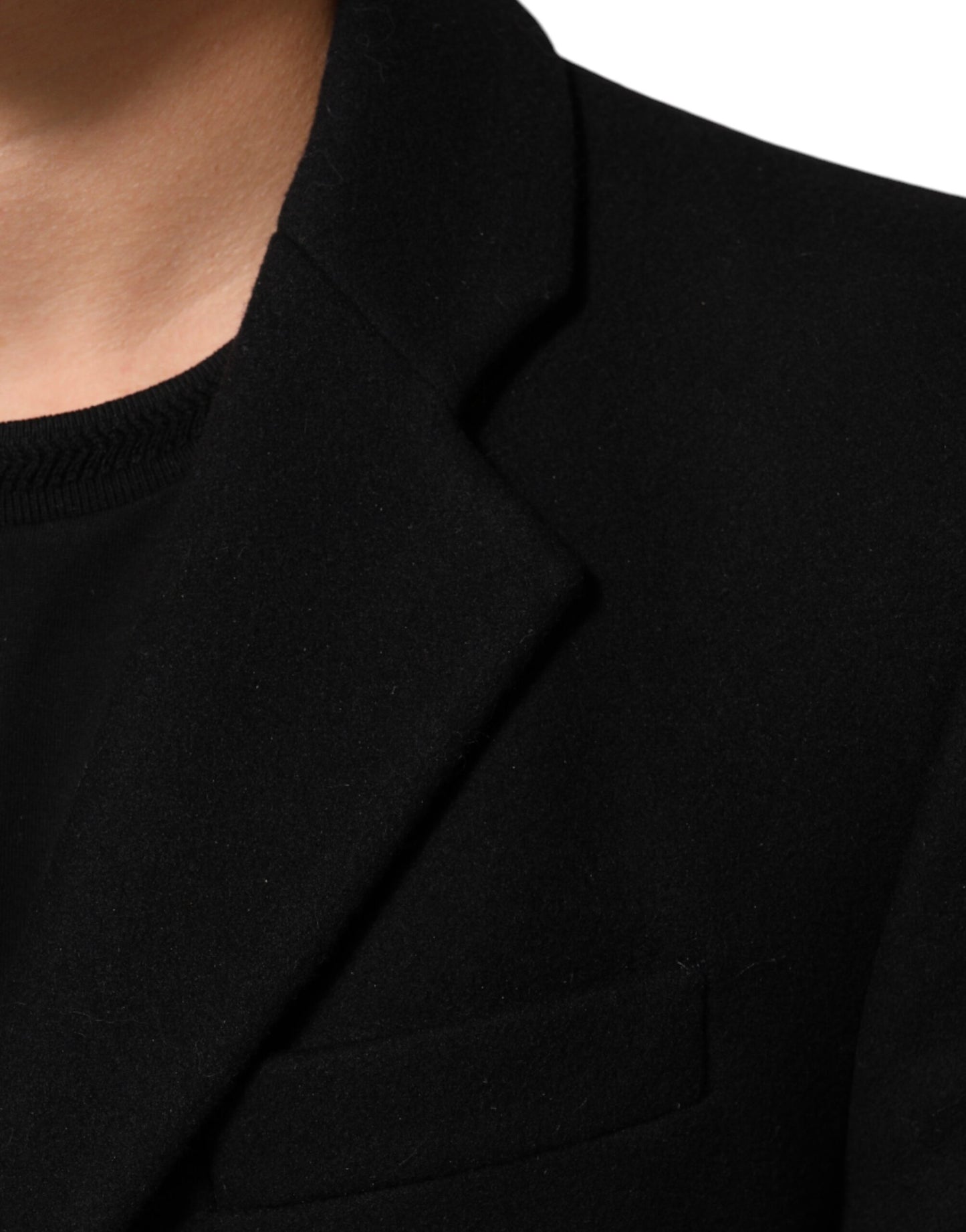Dolce &amp; Gabbana Schwarze Trenchcoat-Jacke aus Wolle mit Knöpfen für Herren
