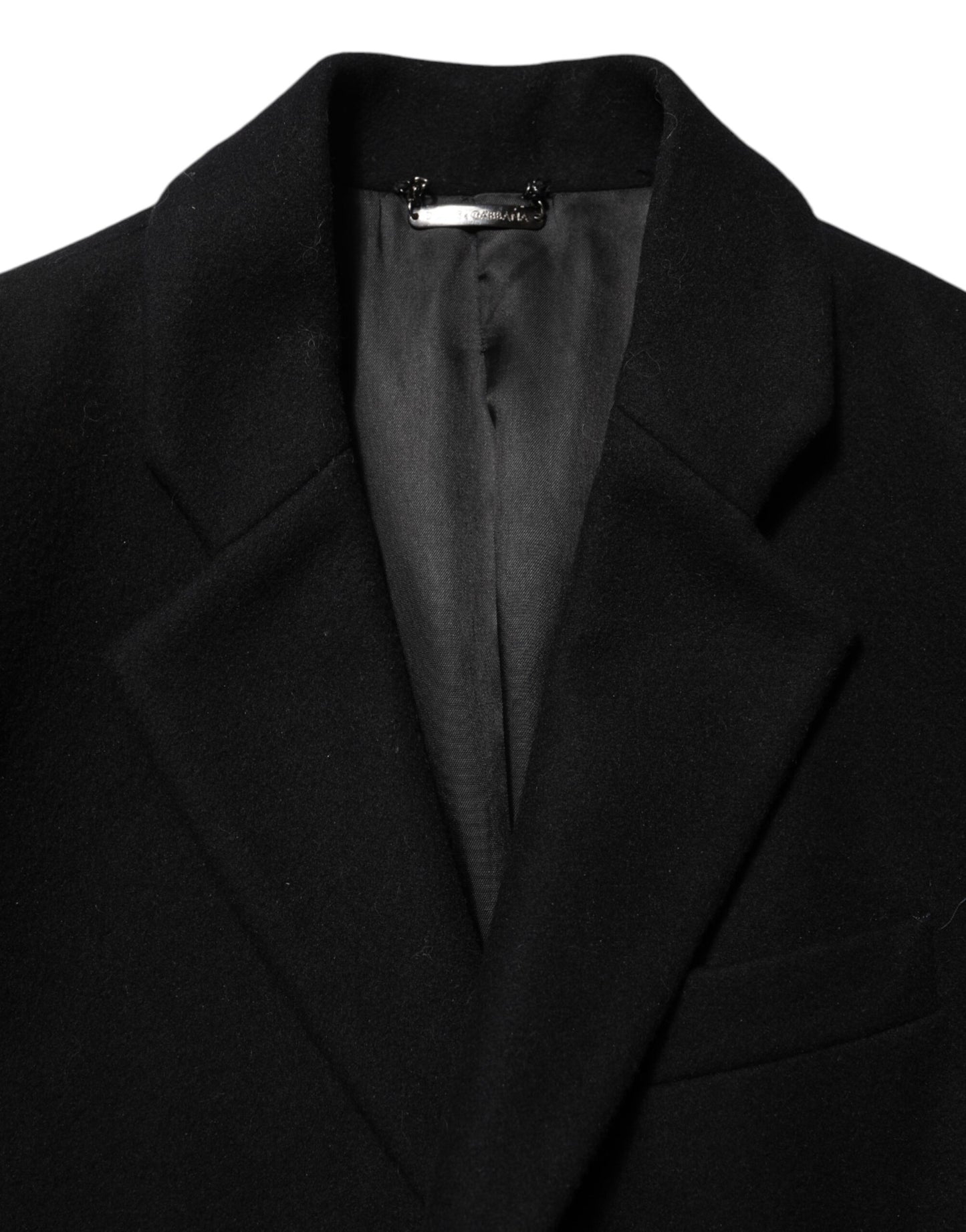 Dolce &amp; Gabbana Schwarze Trenchcoat-Jacke aus Wolle mit Knöpfen für Herren