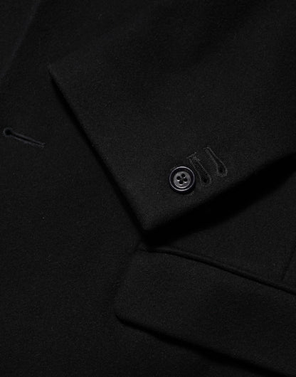 Dolce &amp; Gabbana Schwarze Trenchcoat-Jacke aus Wolle mit Knöpfen für Herren