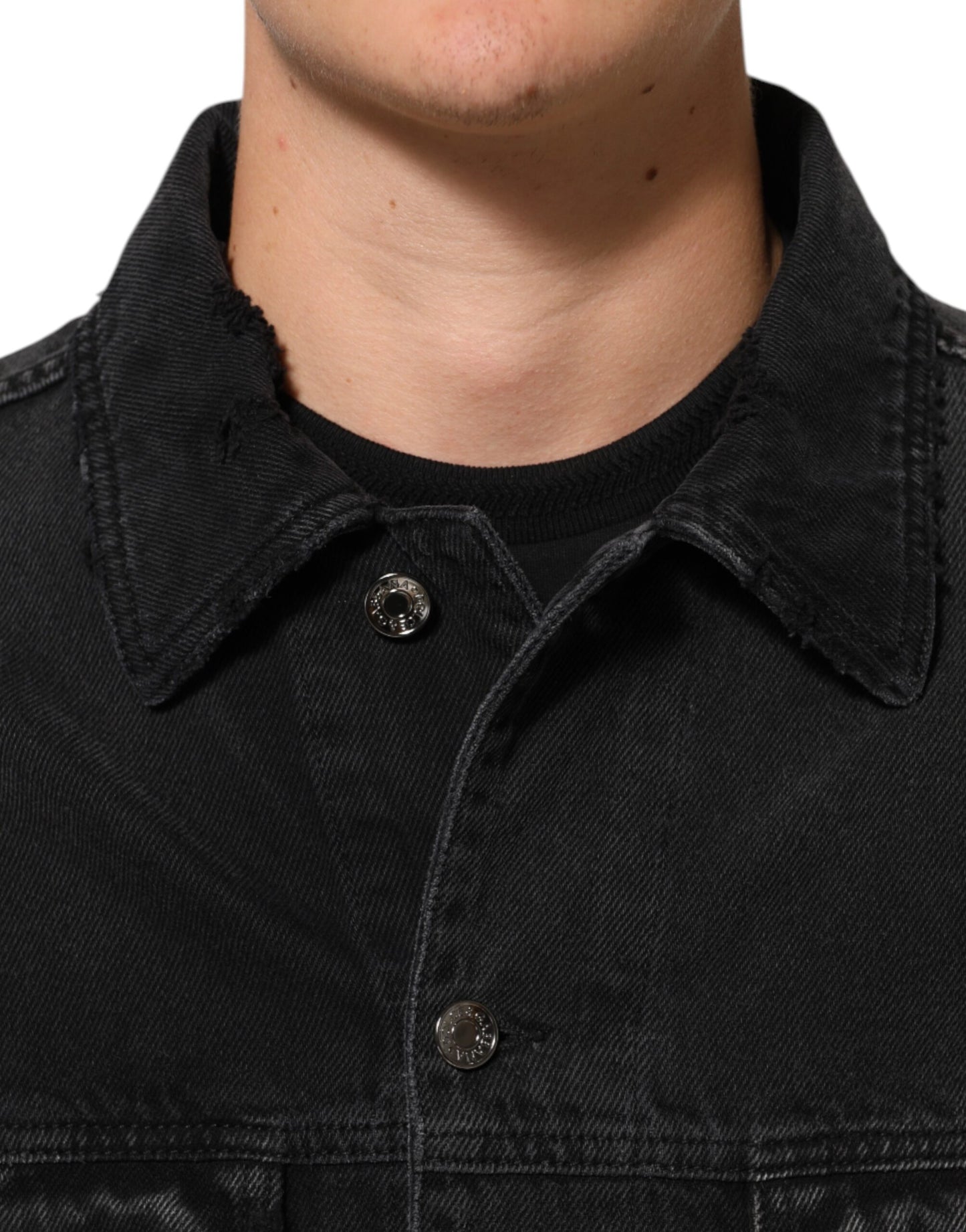 Dolce &amp; Gabbana Blousonjacke aus schwarzem Baumwoll-Stretch-Denim