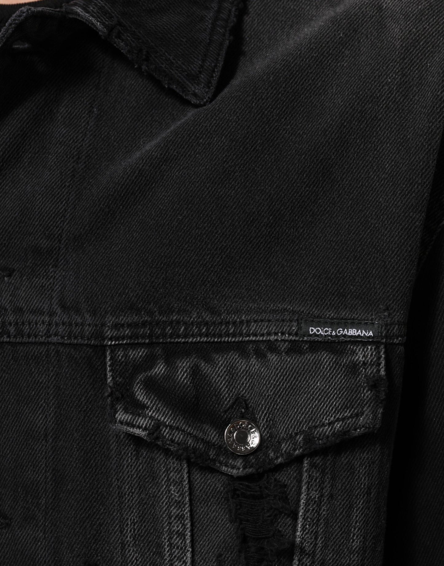 Dolce &amp; Gabbana Blousonjacke aus schwarzem Baumwoll-Stretch-Denim
