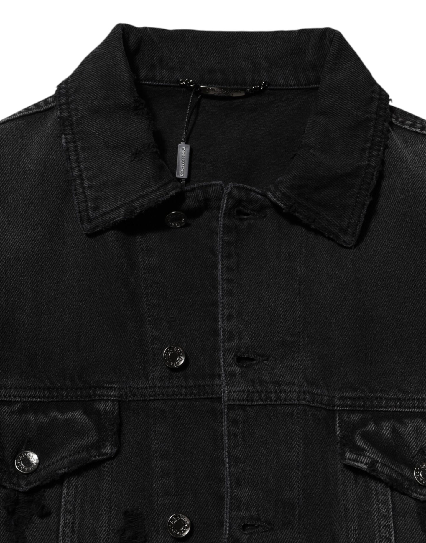 Dolce &amp; Gabbana Blousonjacke aus schwarzem Baumwoll-Stretch-Denim